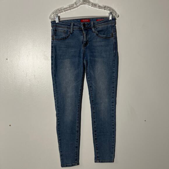 Guess Curvy Mid Rise Skinny Beyla Fit Stretch Washed Blue Denim Jeans Womens 28 - Picture 1 of 6